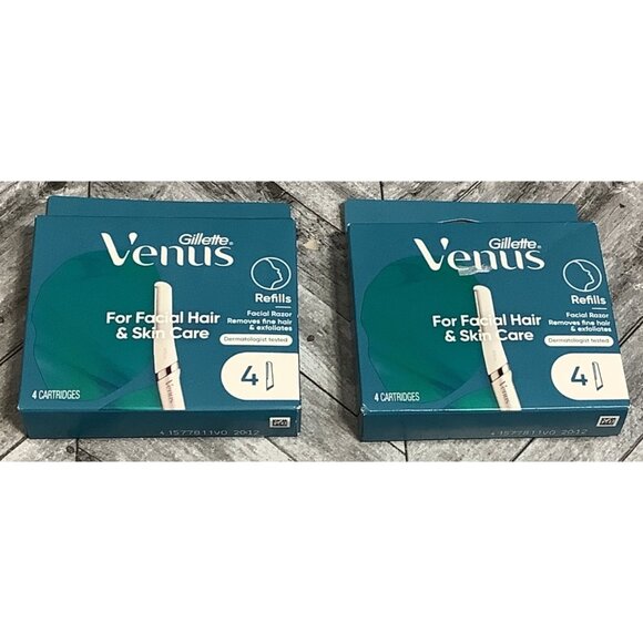 2 Gillette Venus Facial Razor Refills 8 Refills Facial Hair Skin Care Exfoliates - Picture 1 of 4